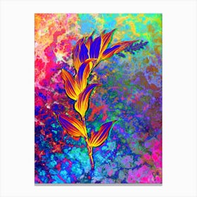 Treacleberry Botanical in Acid Neon Pink Green and Blue Canvas Print