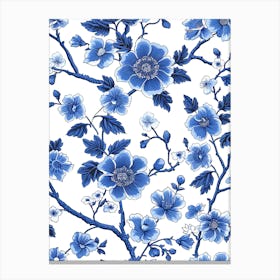 Blue And White Floral Pattern 12 Canvas Print