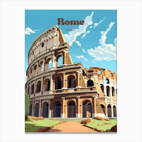 Rome Italy Colosseum Modern Travel Art Canvas Print