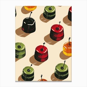 Jellied Cherry Pattern Miniamlist Beige Canvas Print