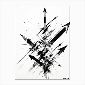 A Conceptual Digital Painting Showcasing A Grunge Infused Collection Of Hand Drawn Vector Arrows In (1) Canvas Print