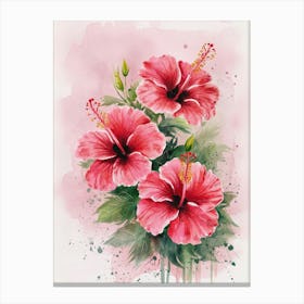 Hibiscus Watercolor Painting Canvas Print