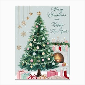 Merry Christmas And Happy New Year Canvas Print