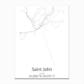 Saint John,Canada Minimalist Map Canvas Print