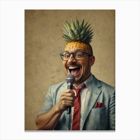 Pineapple Man With Microphone Canvas Print