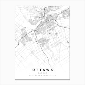 Ottawa Ontario Canada White Map Canvas Print