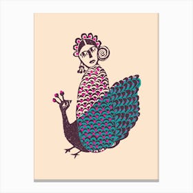 Lady And The Peacock Canvas Print
