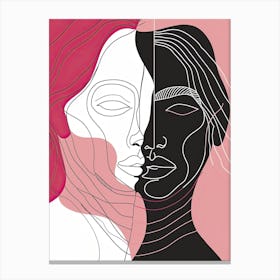 Simplicity Pink Lines Woman Abstract 4 Canvas Print