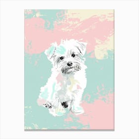 Yorkshire Terrier Dog Pastel Line Watercolour Illustration  6 Canvas Print