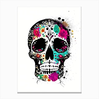 Skull With Splatter Effects 3 Mexican Canvas Print