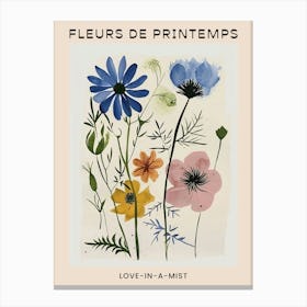 Spring Floral French Poster  Love In A Mist 3 Canvas Print