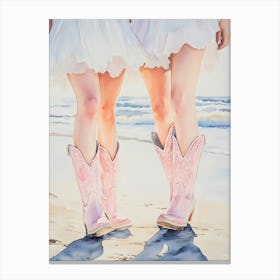 Cowgirls On The Beach 1 Canvas Print