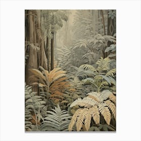 Vintage Jungle Botanical Illustration Ferns 3 Canvas Print