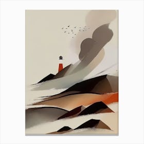 Lighthouse On The Cliffs - Abstract Minimal Boho Beach Canvas Print