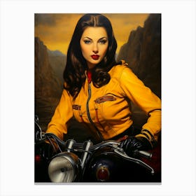 Motorcycle Racing Girl Canvas Print