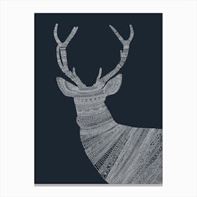 White Stag On Blue Canvas Print