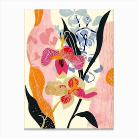Colourful Flower Illustration Sweet Pea 3 Canvas Print