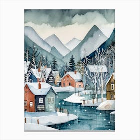 The Ethereal Beauty Of A Snow Covered Scandinavian Village Canvas Print