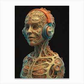 Human Body With Headphones Canvas Print