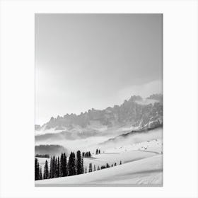 Alta Badia, Italy Black And White Skiing Poster Canvas Print