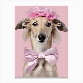 Dog In A Pink Bow Tie Canvas Print