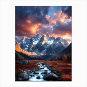 Sunset In The Mountains Canvas Print