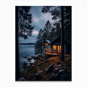 Cabin On The Lake Canvas Print