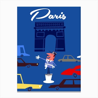 Paris Arc De Triomphe Poster Blue Canvas Print