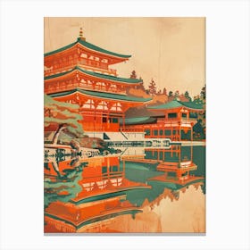 Red Japanese Castle Mid Century Modern 2 Canvas Print
