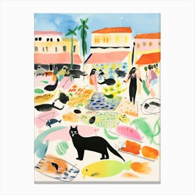 The Food Market In Copenhagen 7 Illustration Canvas Print