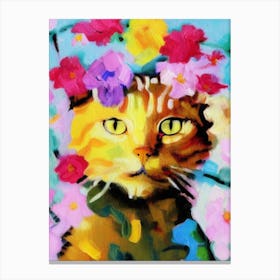 Ginger Flower Cat Canvas Print