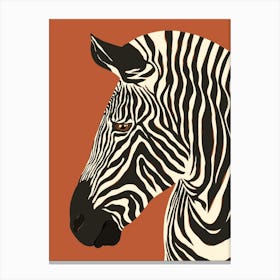 Jungle Safari Zebra on Red Brown Canvas Print