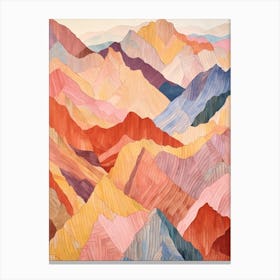 Mount Crillon United States Colourful Mountain Illustration Canvas Print