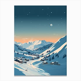 Lech Zurs Am Arlberg   Austria, Ski Resort Illustration 2 Simple Style Canvas Print