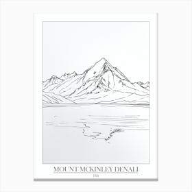 Mount Mckinley Denali Usa Line Drawing 1 Poster Canvas Print