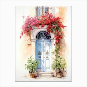 Lecce, Italy   Mediterranean Doors Watercolour Painting 3 Canvas Print