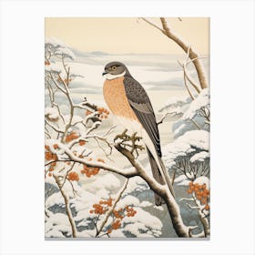 Winter Bird Painting Eurasian Sparrowhawk 4 Canvas Print