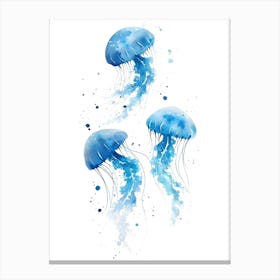 Watercolor Blue Jellyfish Canvas Print