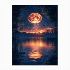 Full Moon Over Water 35 Canvas Print