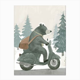 Bear On A Motorcycle 1 Canvas Print