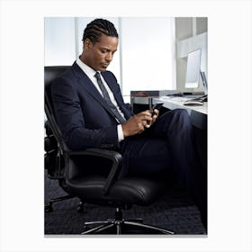 A Suave Elderlly Businessman Dressed Impeccably In A Tailored Suit His Fingertips Diligently Typin (2) Canvas Print