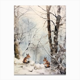 Winter Watercolour Gray Squirrel 3 Canvas Print