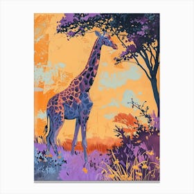 Purple Giraffe Illustration Canvas Print