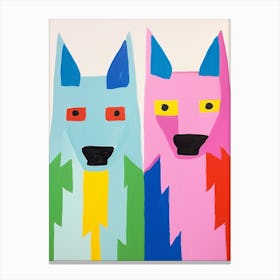 Colourful Kids Animal Art Arctic Wolf Canvas Print