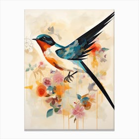 Bird Painting Collage Barn Swallow 4 Canvas Print