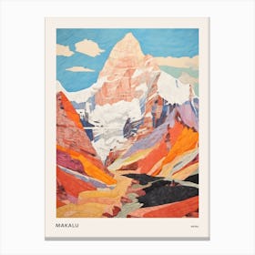 Makalu Nepal 3 Colourful Mountain Illustration Poster Canvas Print