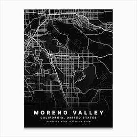 Moreno Valley California USA Black Map Canvas Print