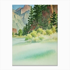 Zion National Park United States Of America Water Colour Poster Canvas Print