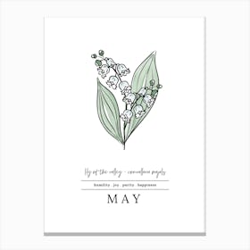 May Lily Of The Valley Birth Flower 1 Canvas Print