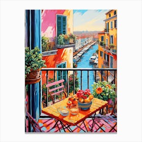 Balcony with Canal View Canvas Print